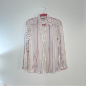 Rainbow stitch long sleeve button down summer top